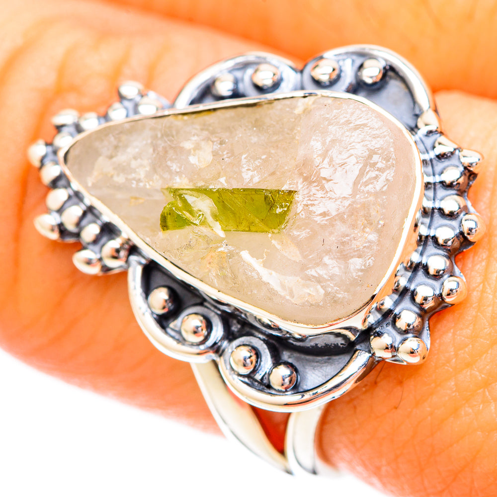 Green Tourmaline In Quartz Rings handcrafted by Anasilvercos - RING121160