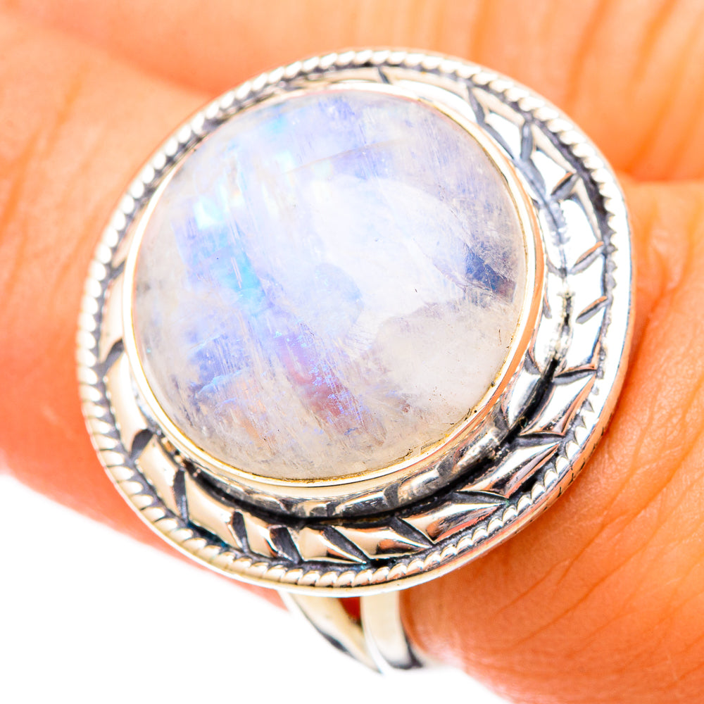 Rainbow Moonstone Rings handcrafted by Anasilvercos - RING121174