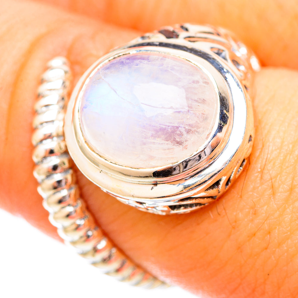 Rainbow Moonstone Rings handcrafted by Anasilvercos - RING121175