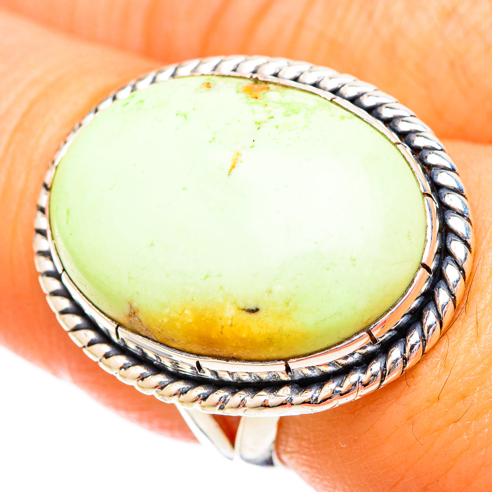 Lemon Chrysoprase Rings handcrafted by Anasilvercos - RING121194