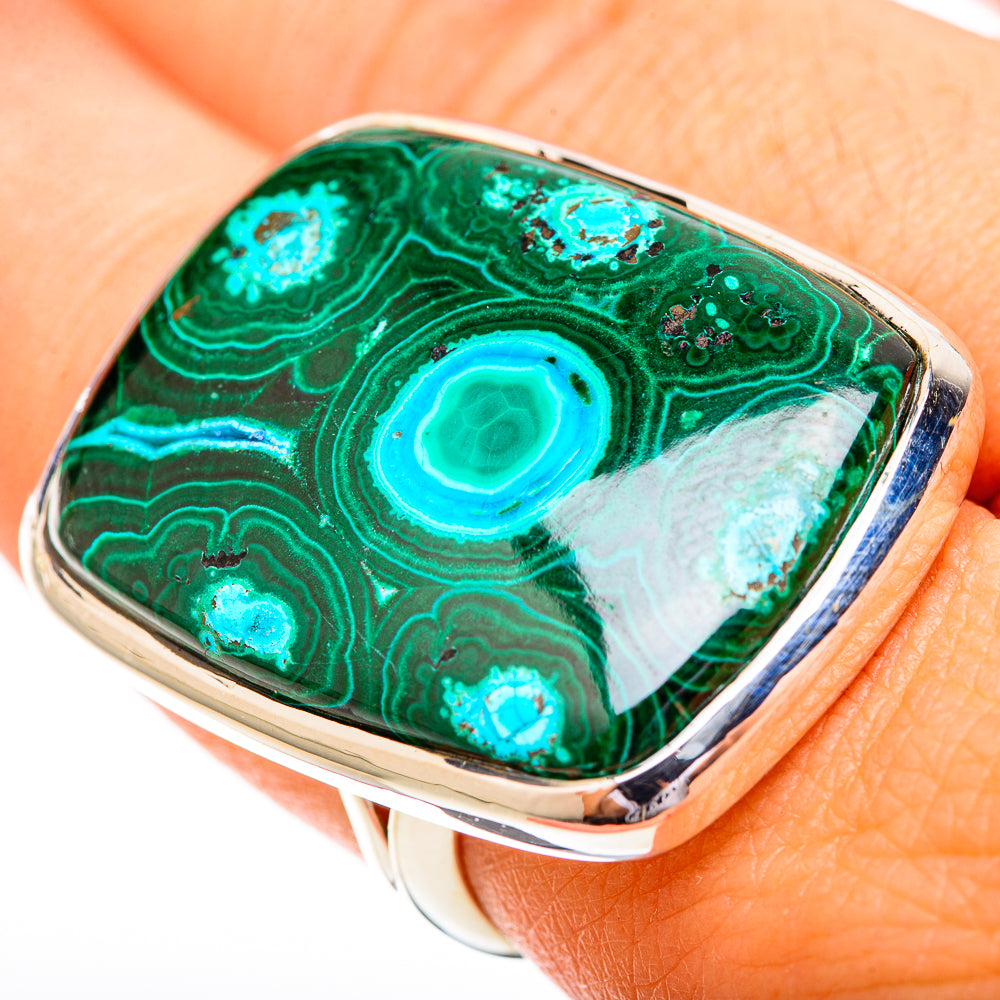 Malachite In Chrysocolla Rings handcrafted by Anasilvercos - RING121201