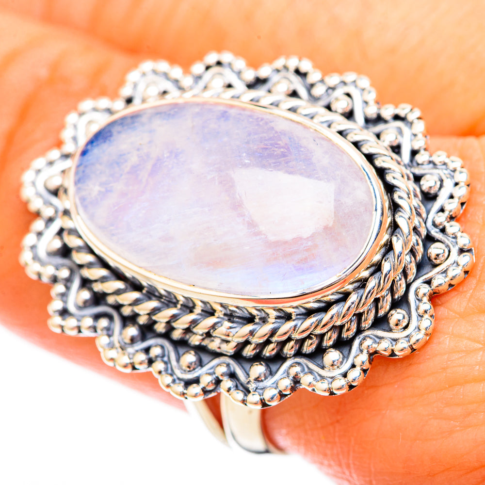 Rainbow Moonstone Rings handcrafted by Anasilvercos - RING121219