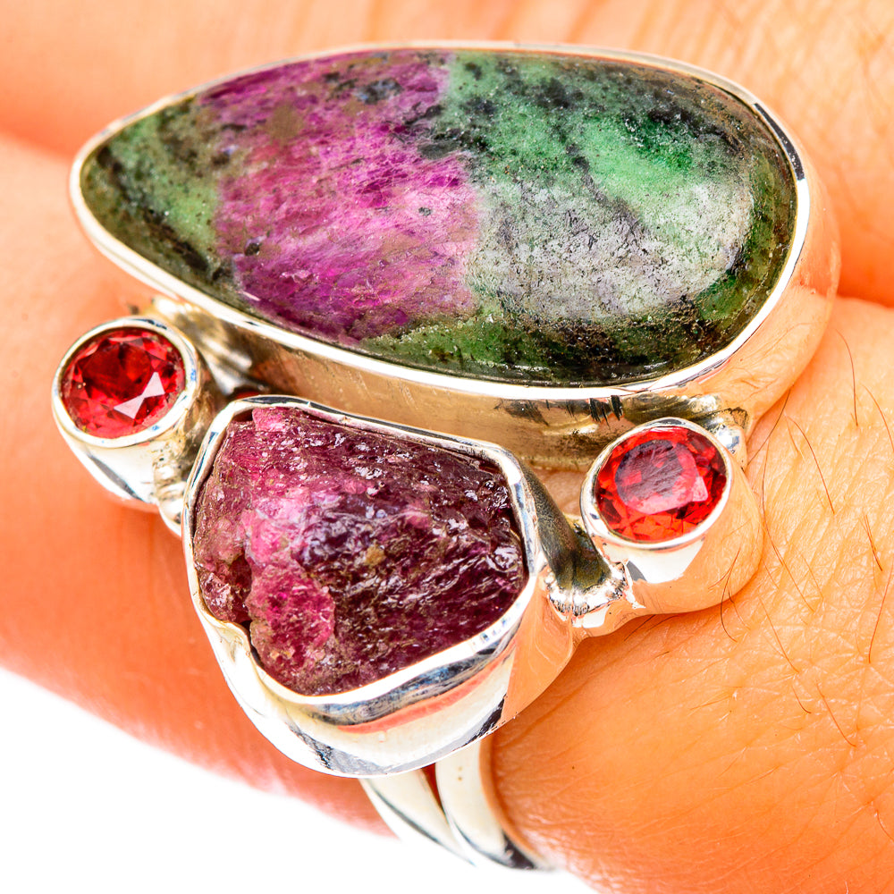 Ruby Zoisite Rings handcrafted by Anasilvercos - RING121243