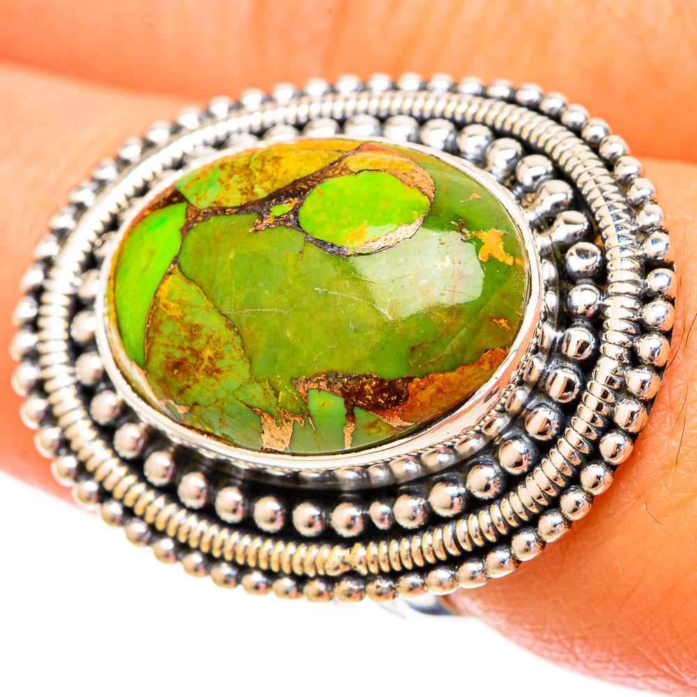 Green Copper Composite Turquoise Rings handcrafted by Anasilvercos - RING121248