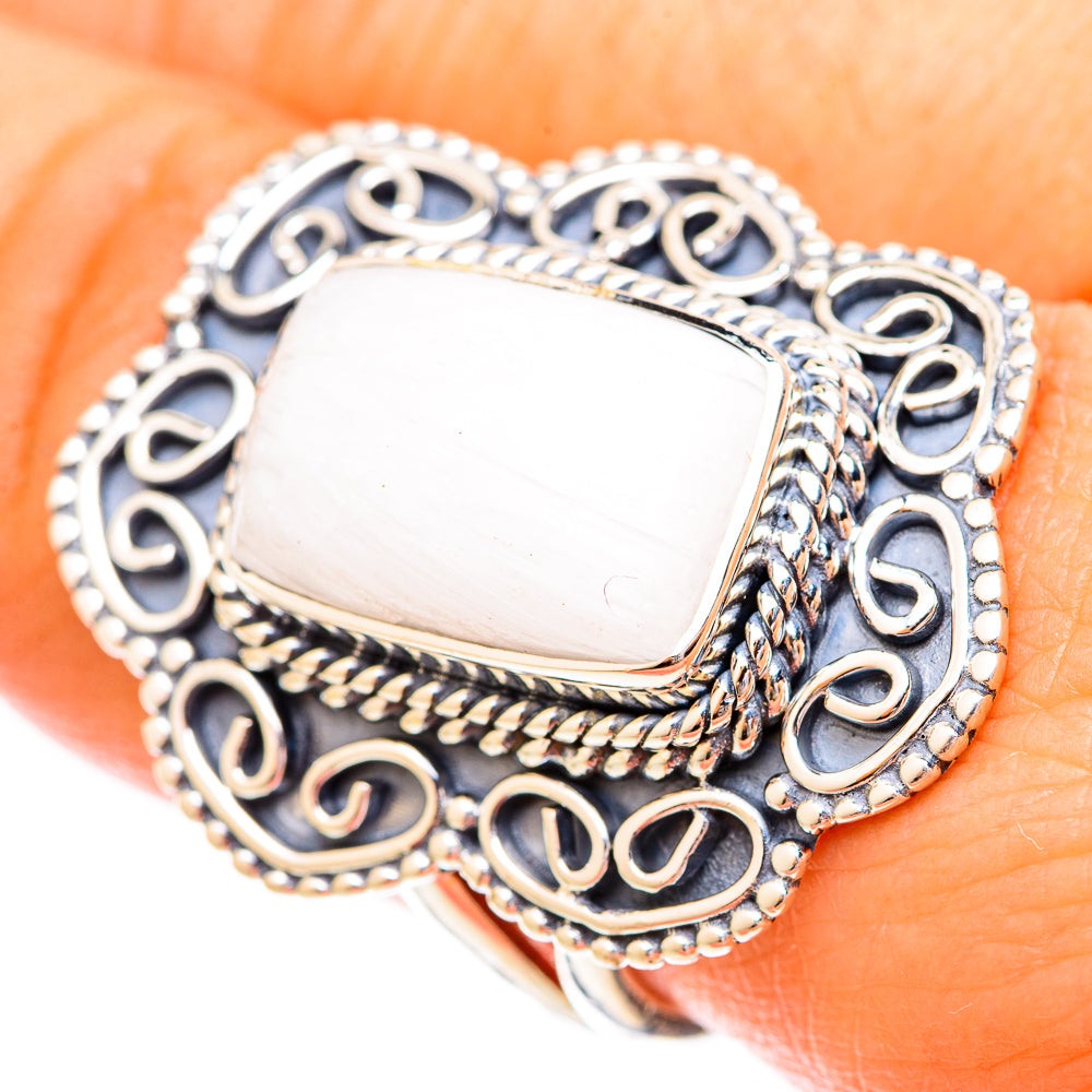 Rainbow Moonstone Rings handcrafted by Anasilvercos - RING121269