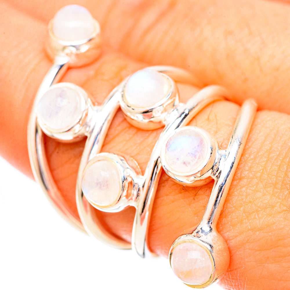 Rainbow Moonstone Rings handcrafted by Anasilvercos - RING121270
