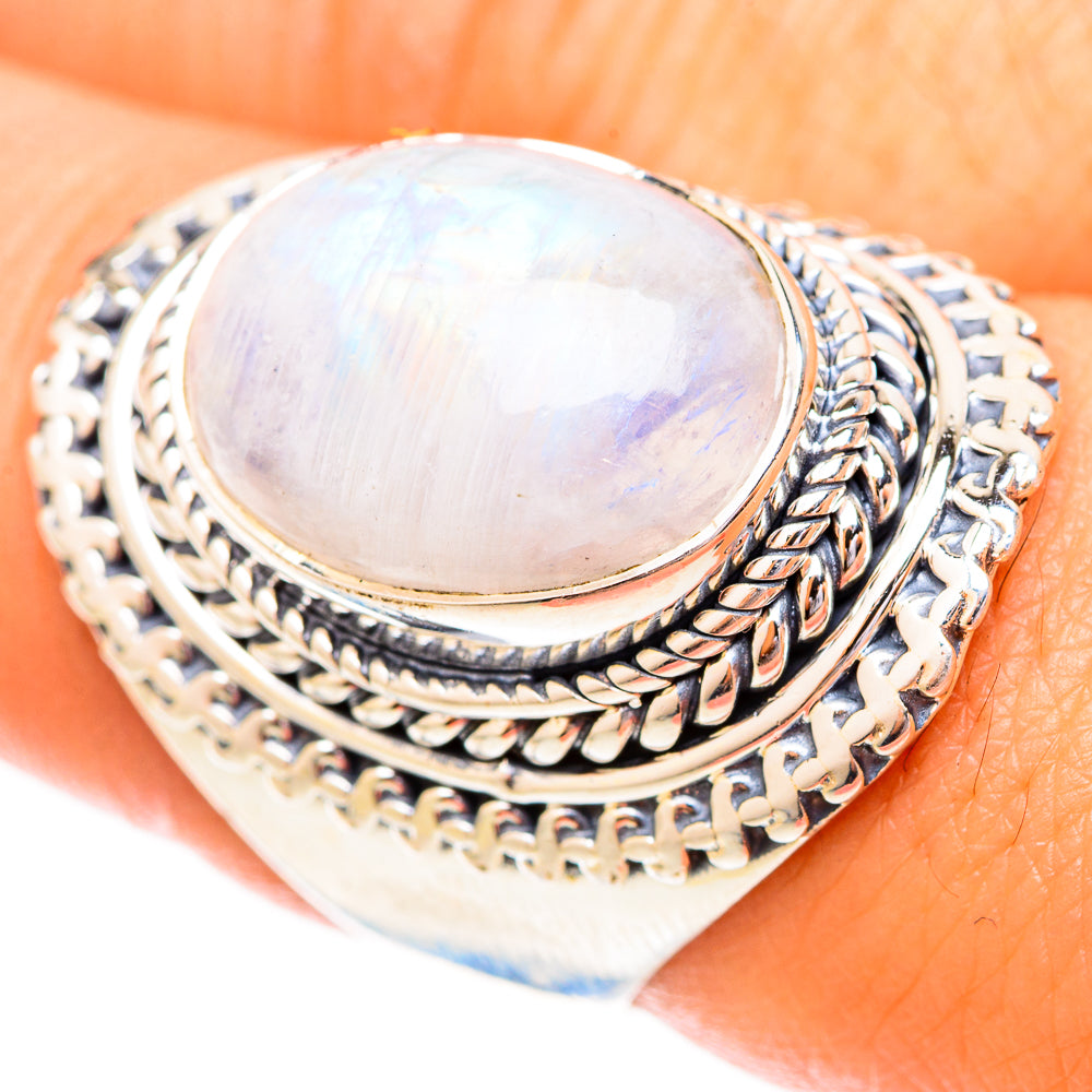 Rainbow Moonstone Rings handcrafted by Anasilvercos - RING121272