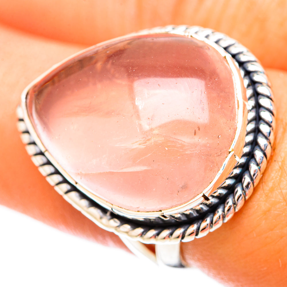 Rose Quartz Rings handcrafted by Anasilvercos - RING121307