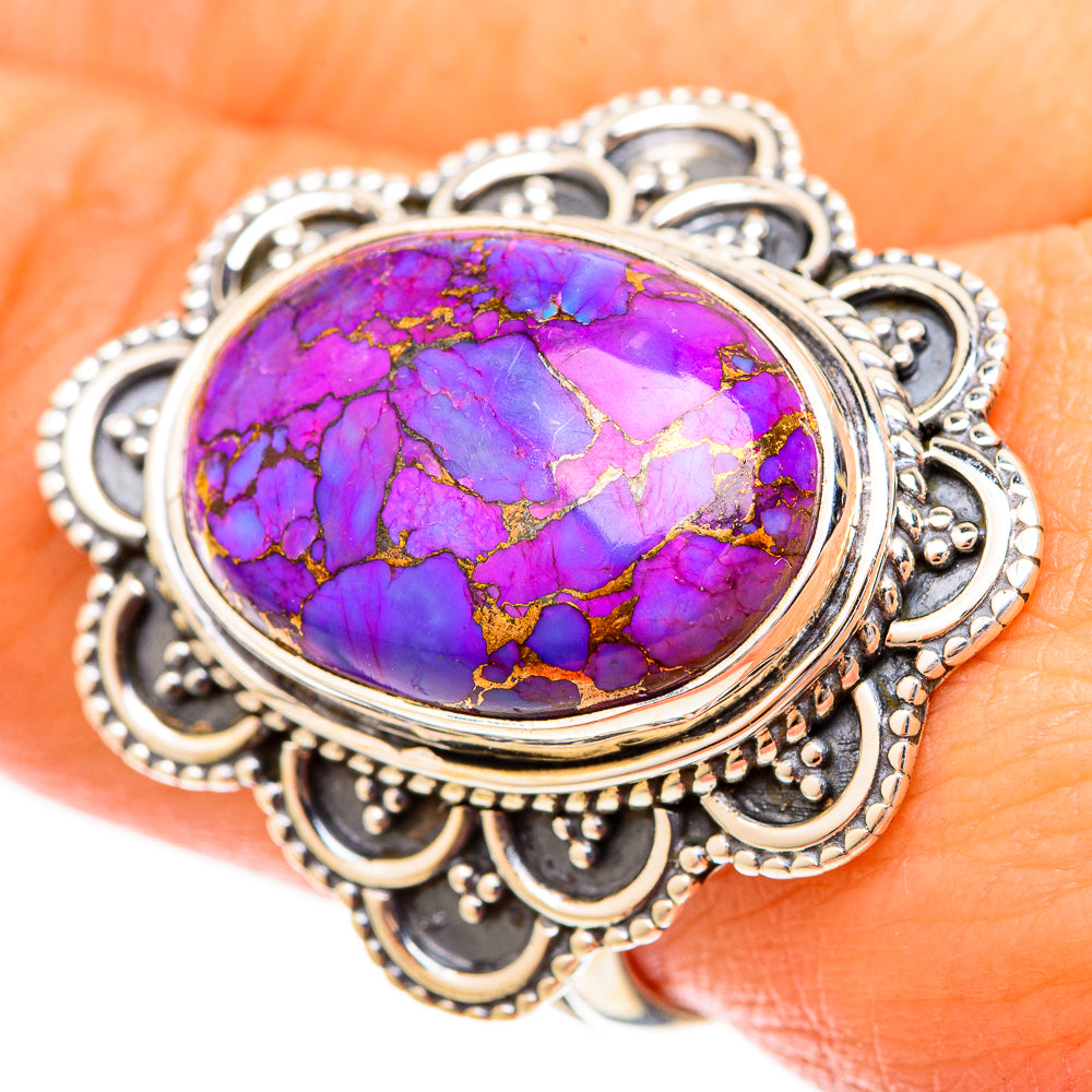 Purple Copper Composite Turquoise Rings handcrafted by Anasilvercos - RING121312