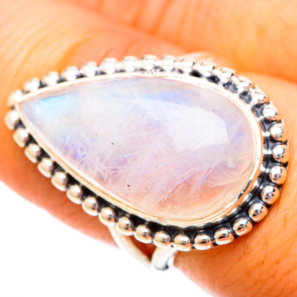 Rainbow Moonstone Rings handcrafted by Anasilvercos - RING121321