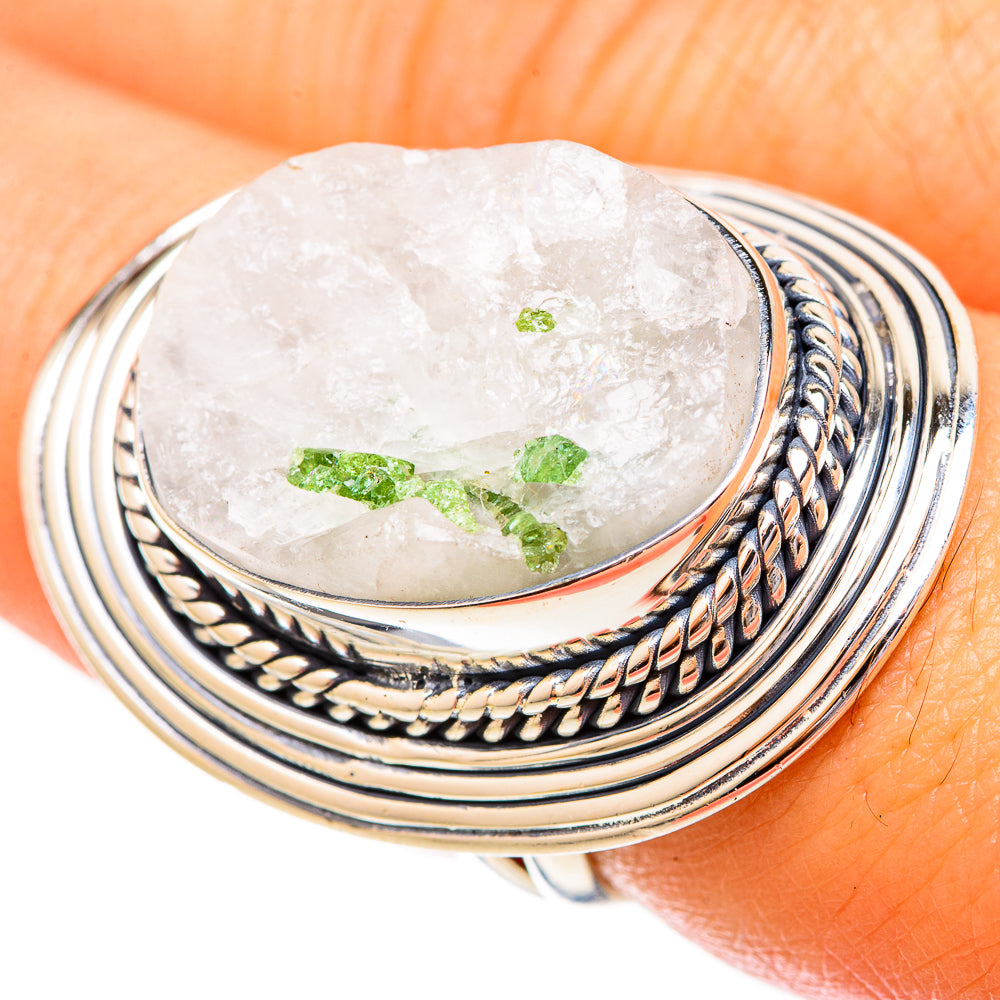 Green Tourmaline In Quartz Rings handcrafted by Anasilvercos - RING121327