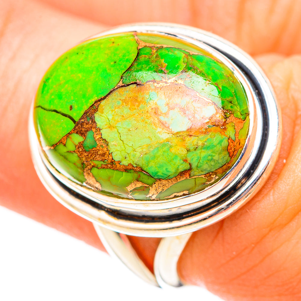Green Copper Composite Turquoise Rings handcrafted by Anasilvercos - RING121337