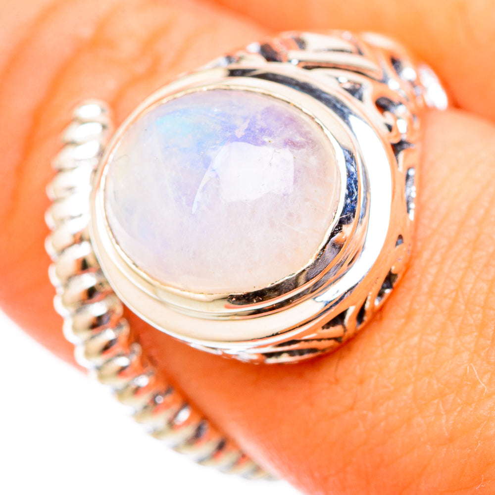 Rainbow Moonstone Rings handcrafted by Anasilvercos - RING121355