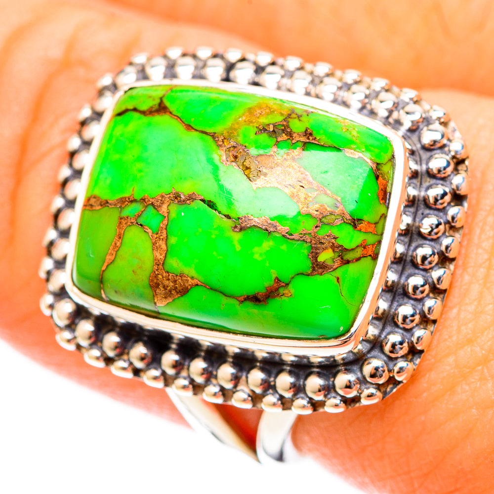 Green Copper Composite Turquoise Rings handcrafted by Anasilvercos - RING121371