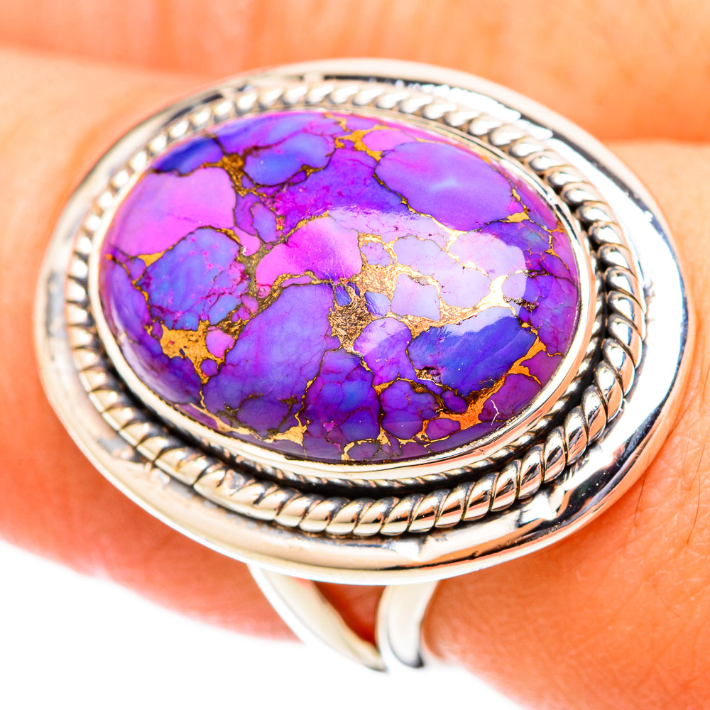 Purple Copper Composite Turquoise Rings handcrafted by Anasilvercos - RING121382
