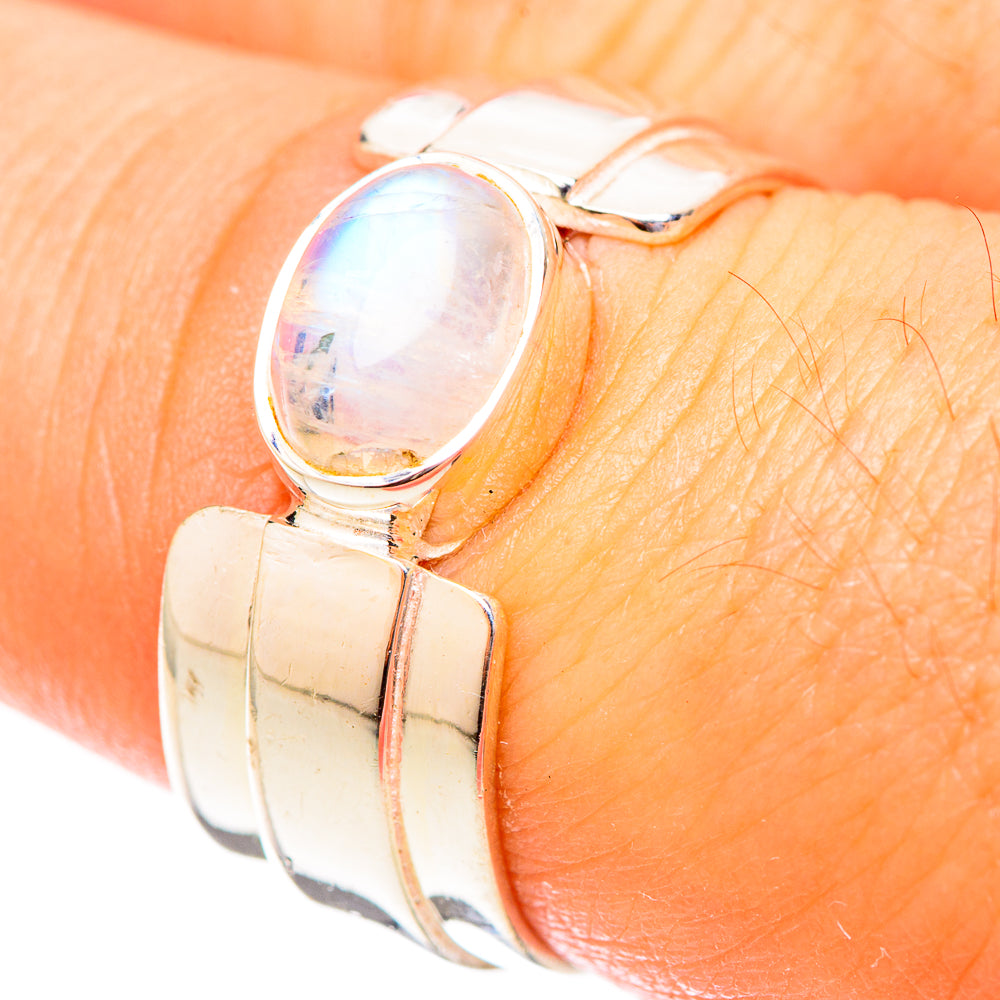 Rainbow Moonstone Rings handcrafted by Anasilvercos - RING121389