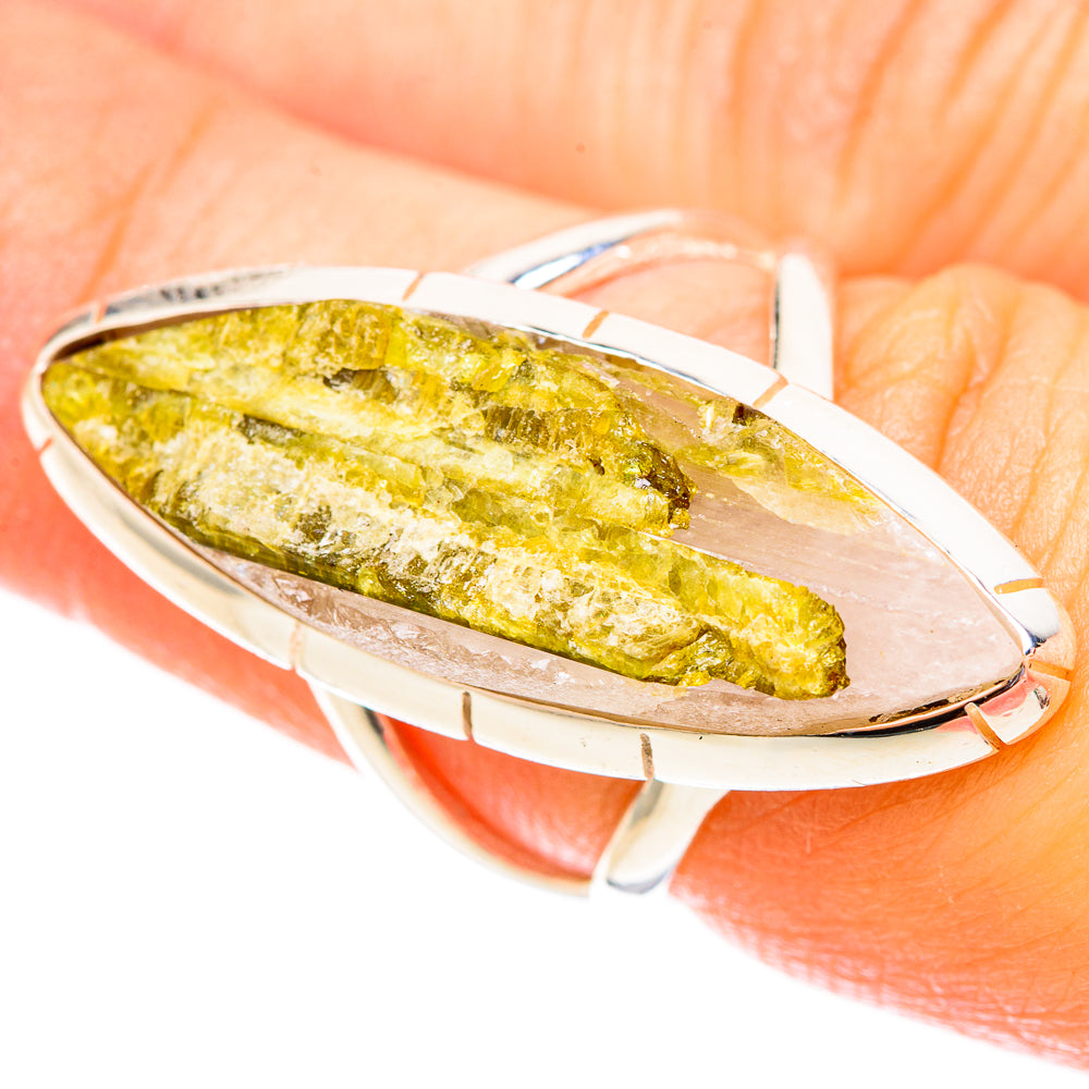 Green Tourmaline In Quartz Rings handcrafted by Anasilvercos - RING121431