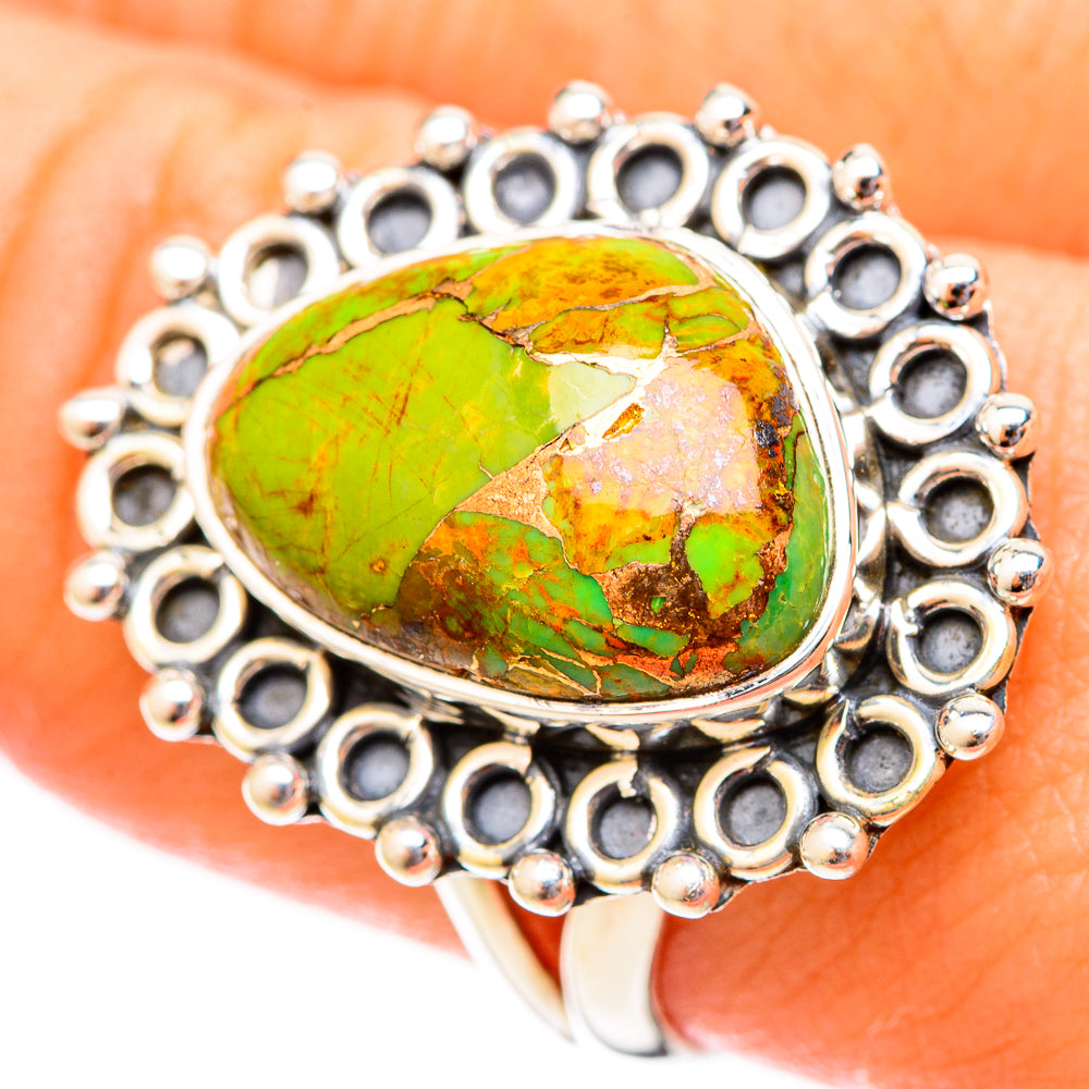 Green Copper Composite Turquoise Rings handcrafted by Anasilvercos - RING121433