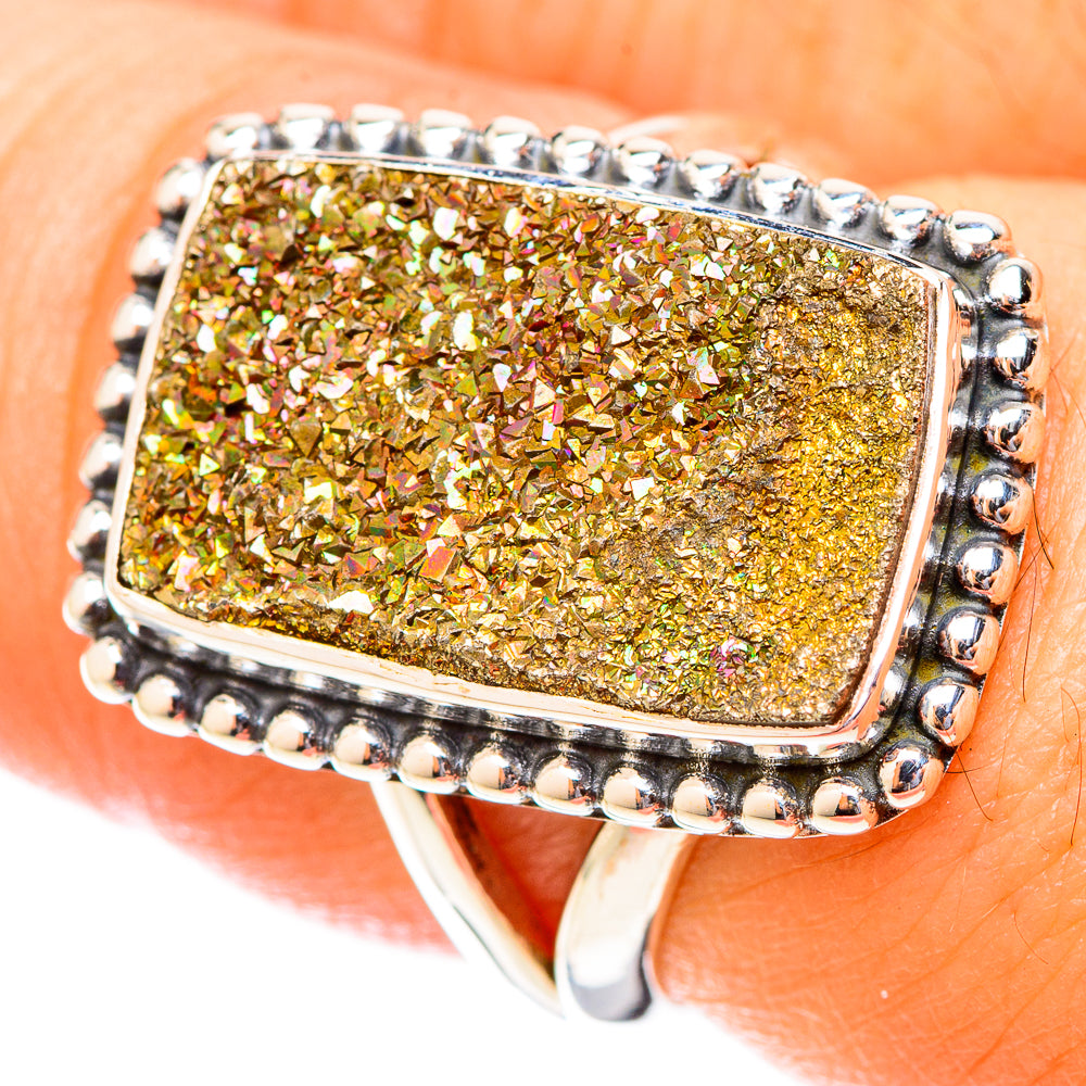 Spectro Pyrite Druzy Rings handcrafted by Anasilvercos - RING121444