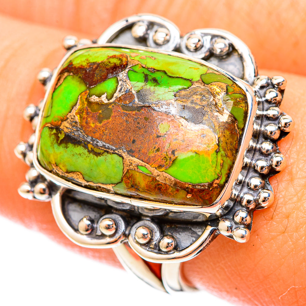 Green Copper Composite Turquoise Rings handcrafted by Anasilvercos - RING121461