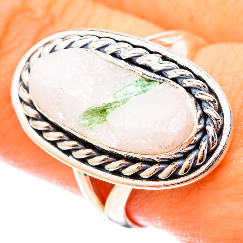 Green Tourmaline In Quartz Rings handcrafted by Anasilvercos - RING121464