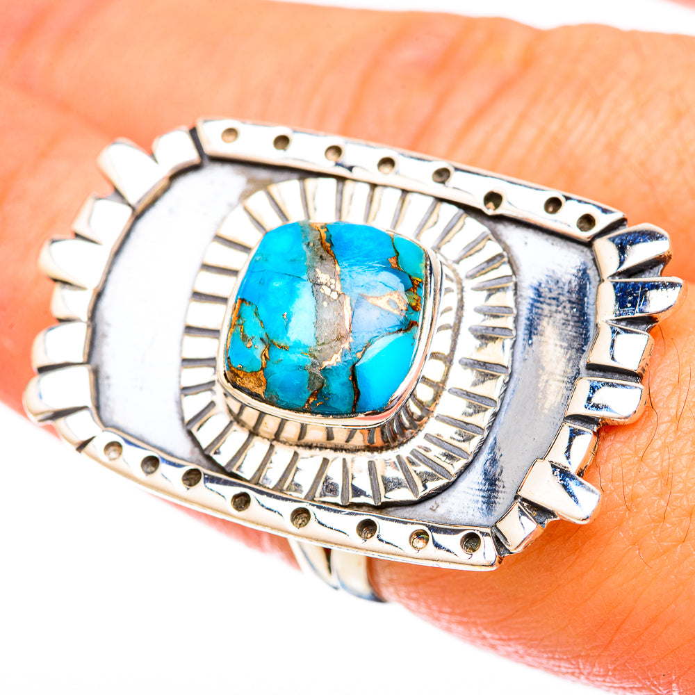 Blue Copper Composite Turquoise Rings handcrafted by Anasilvercos - RING121505