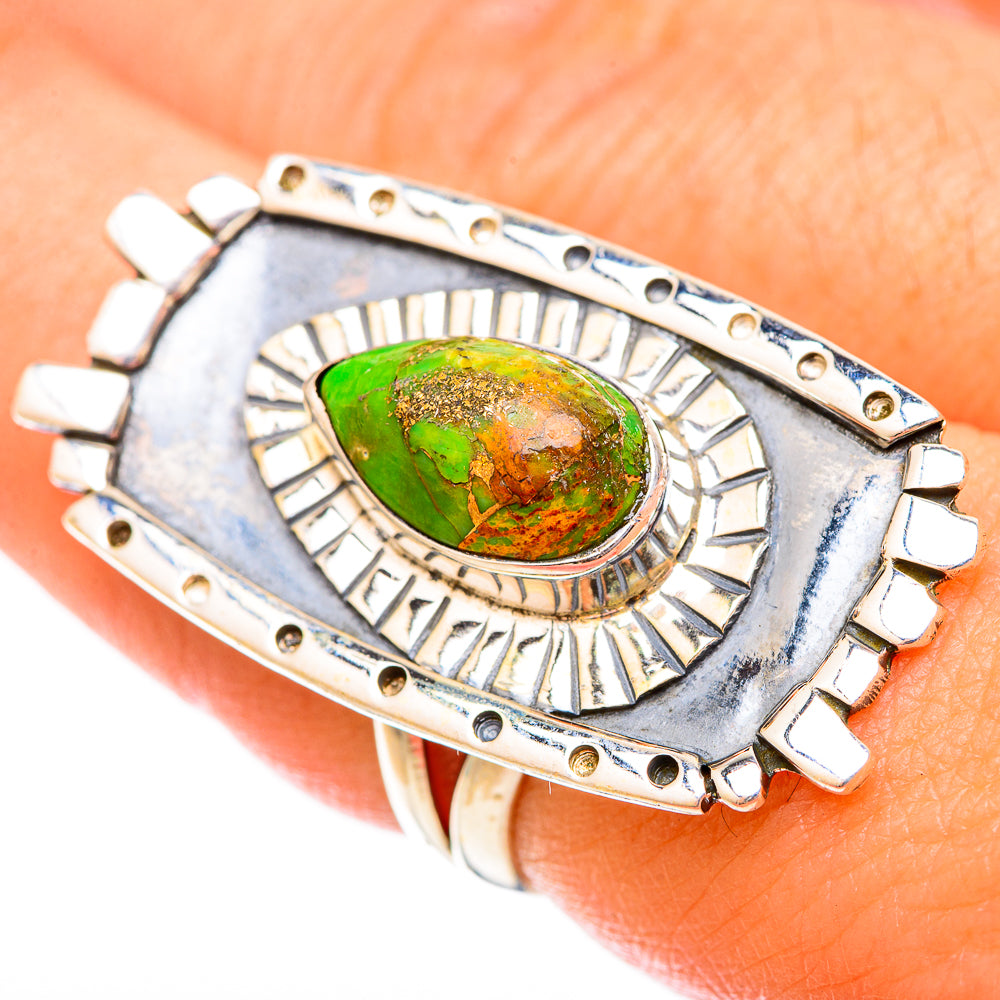Green Copper Composite Turquoise Rings handcrafted by Anasilvercos - RING121517