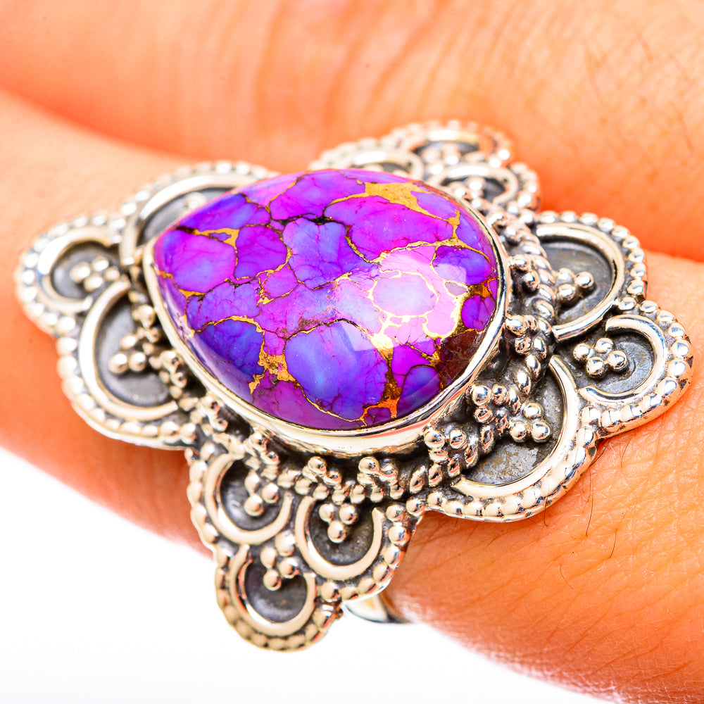 Purple Copper Composite Turquoise Rings handcrafted by Anasilvercos - RING121535
