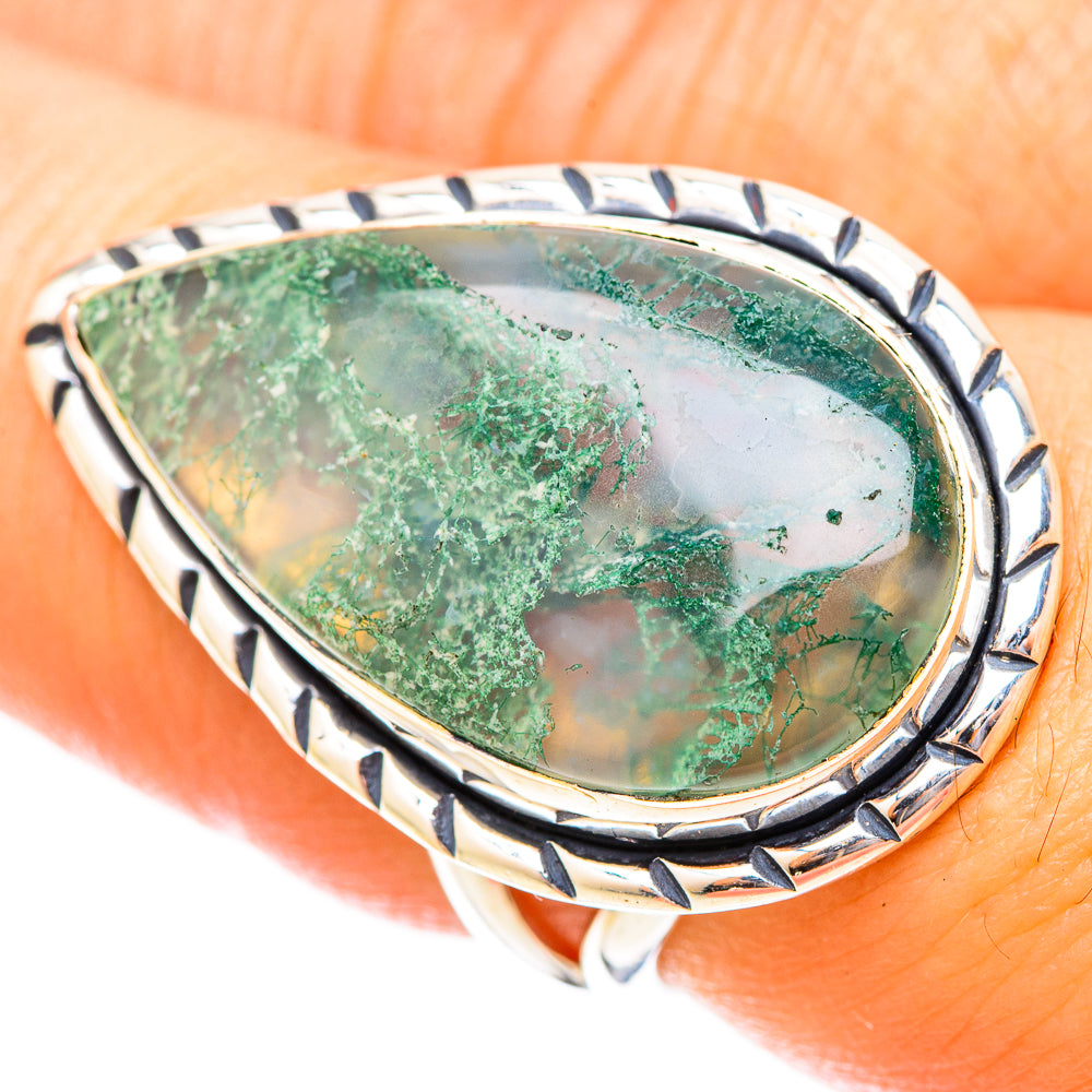 Green Moss Agate Rings handcrafted by Anasilvercos - RING121566
