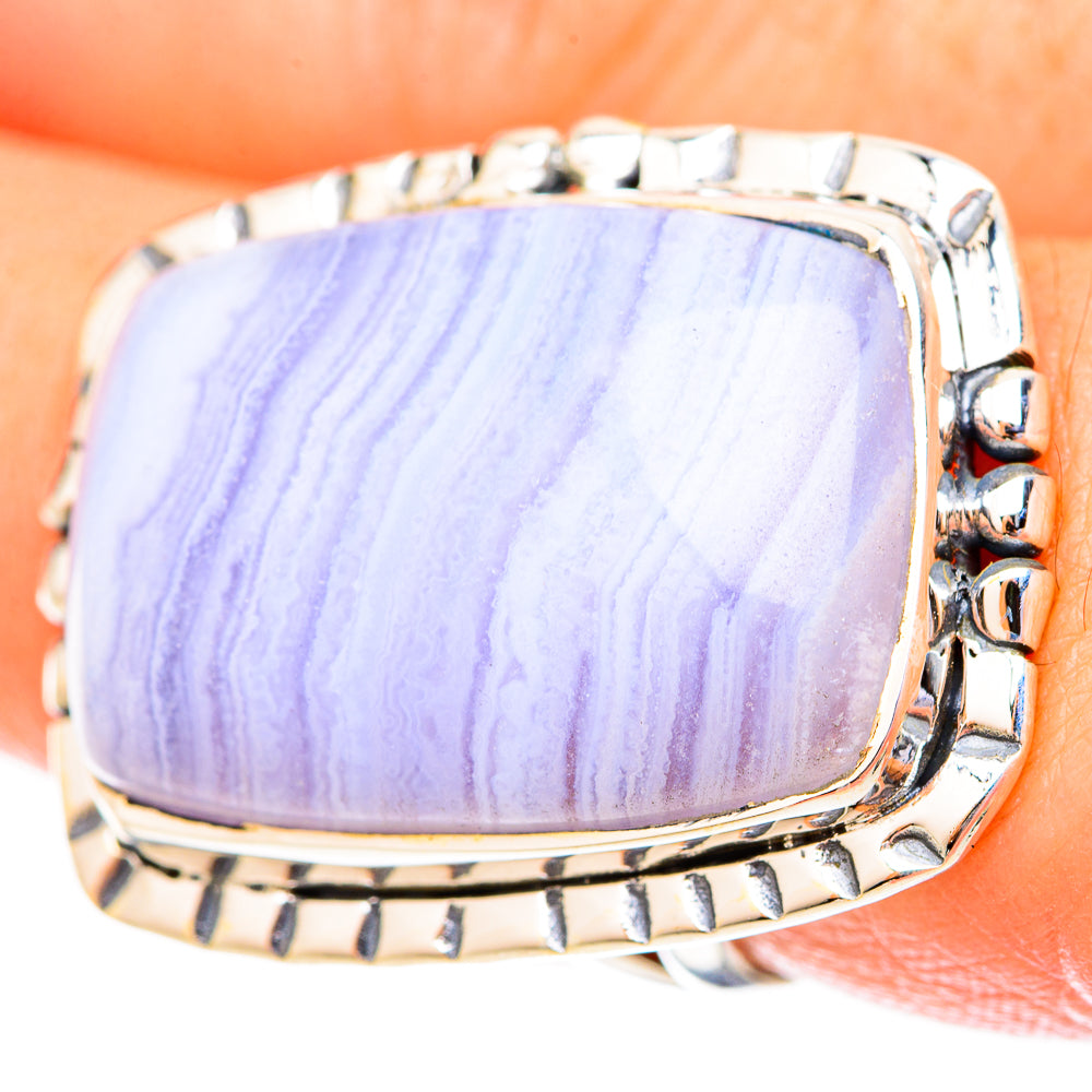 Blue Lace Agate Rings handcrafted by Anasilvercos - RING121582