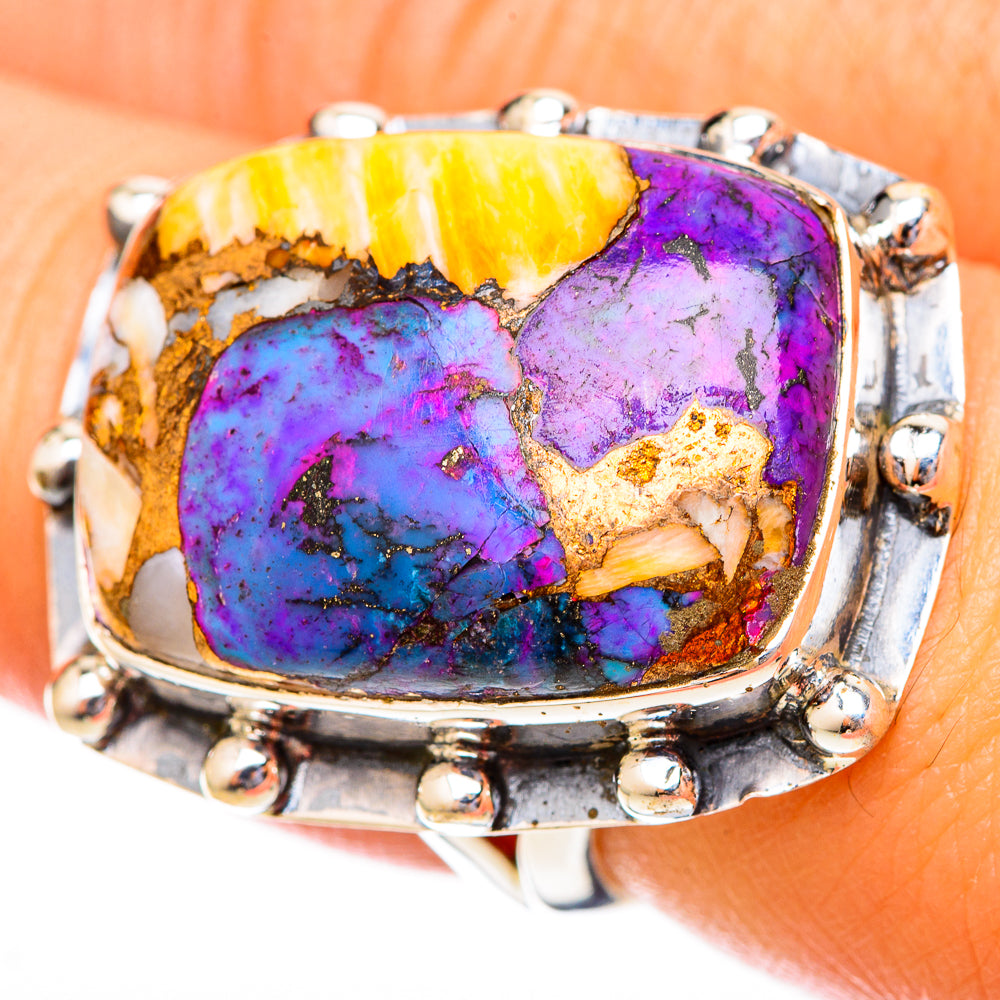 Purple Copper Composite Turquoise Rings handcrafted by Anasilvercos - RING121586