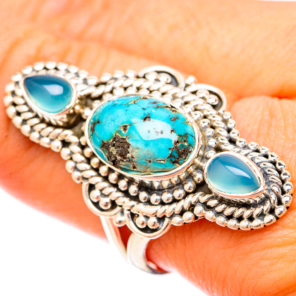 Blue Copper Composite Turquoise Rings handcrafted by Anasilvercos - RING121599