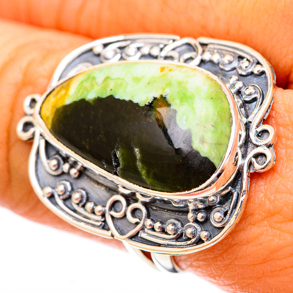 Australian Green Opal Rings handcrafted by Anasilvercos - RING121603