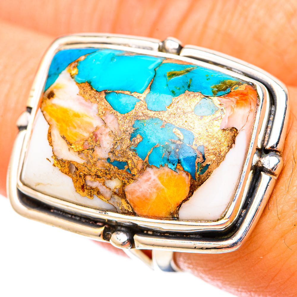 Blue Copper Composite Turquoise Rings handcrafted by Anasilvercos - RING121633