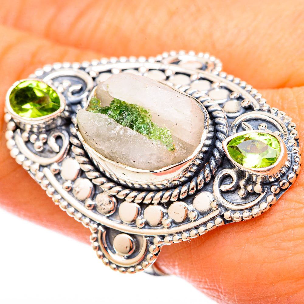 Green Tourmaline In Quartz Rings handcrafted by Anasilvercos - RING121638