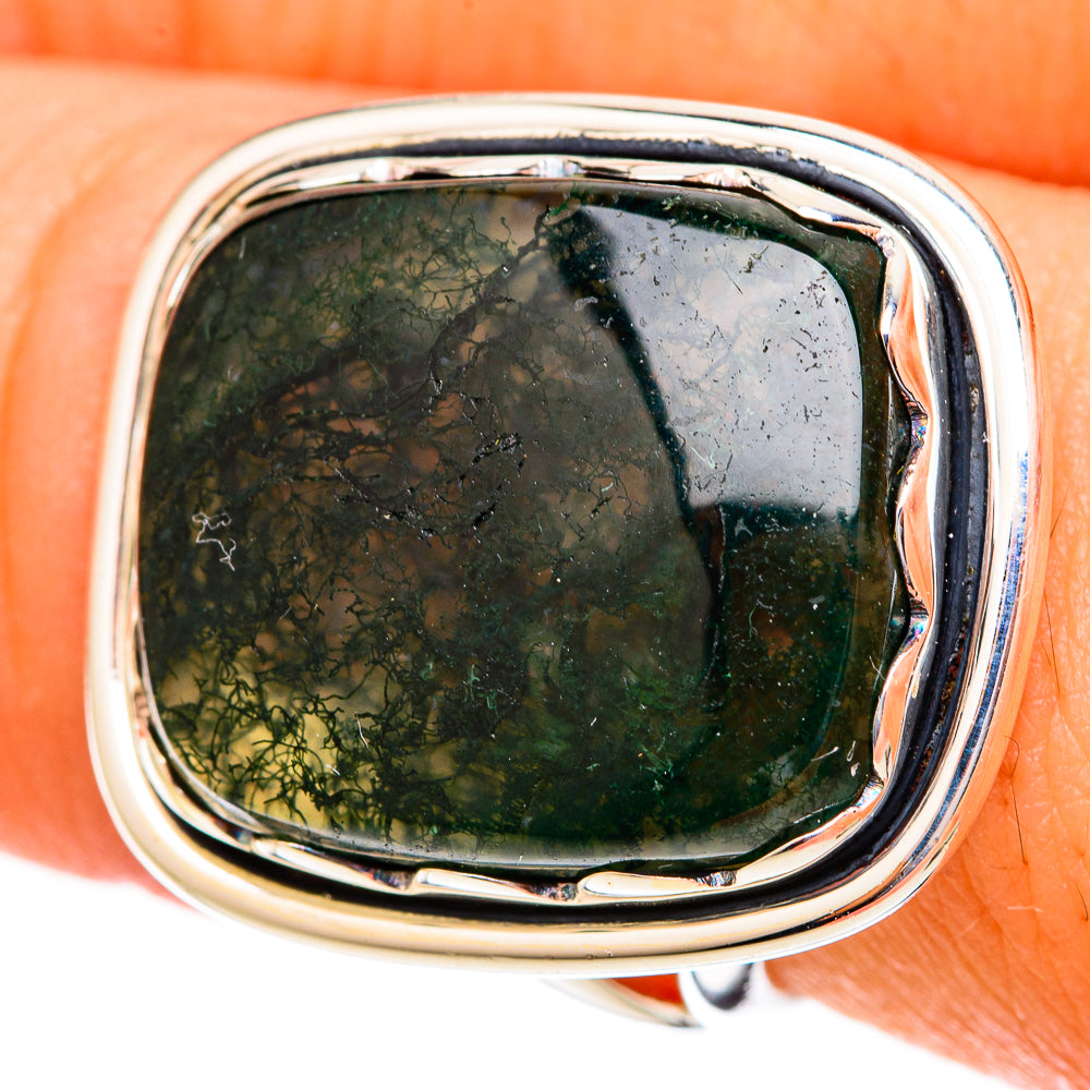 Green Moss Agate Rings handcrafted by Anasilvercos - RING121648