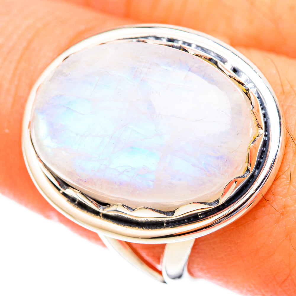 Rainbow Moonstone Rings handcrafted by Anasilvercos - RING121662
