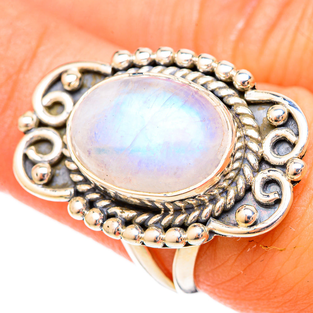 Rainbow Moonstone Rings handcrafted by Anasilvercos - RING121663