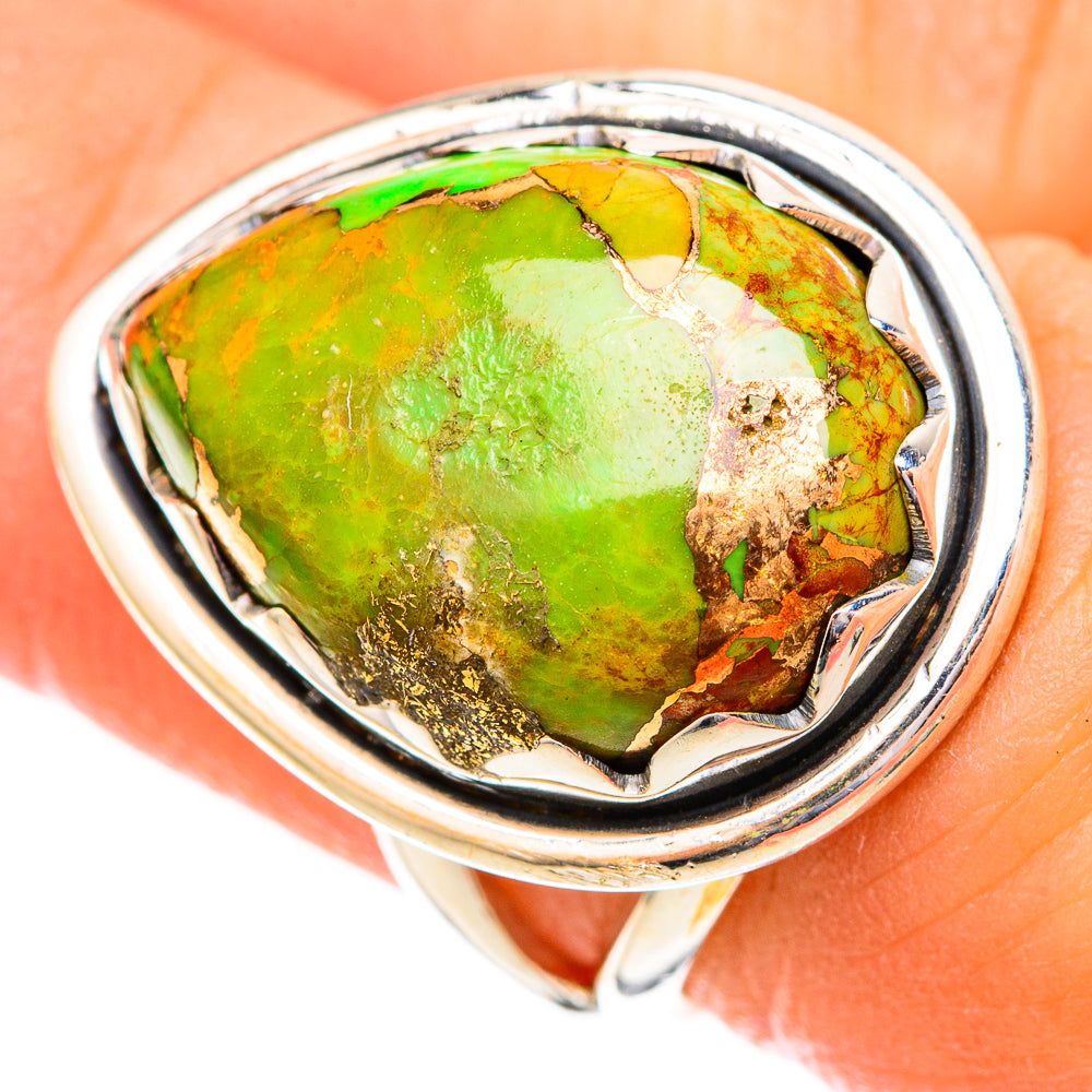 Green Copper Composite Turquoise Rings handcrafted by Anasilvercos - RING121683
