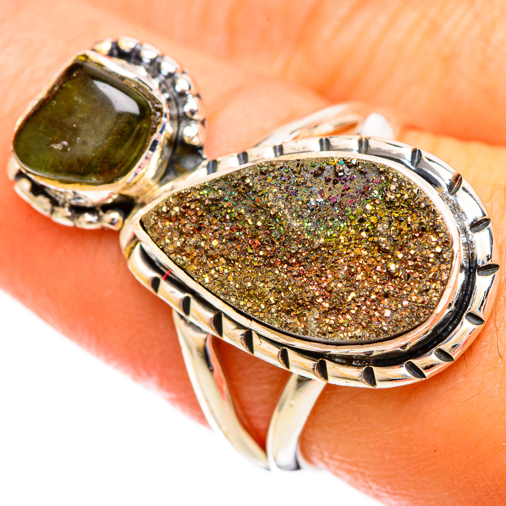 Spectro Pyrite Druzy Rings handcrafted by Anasilvercos - RING121728