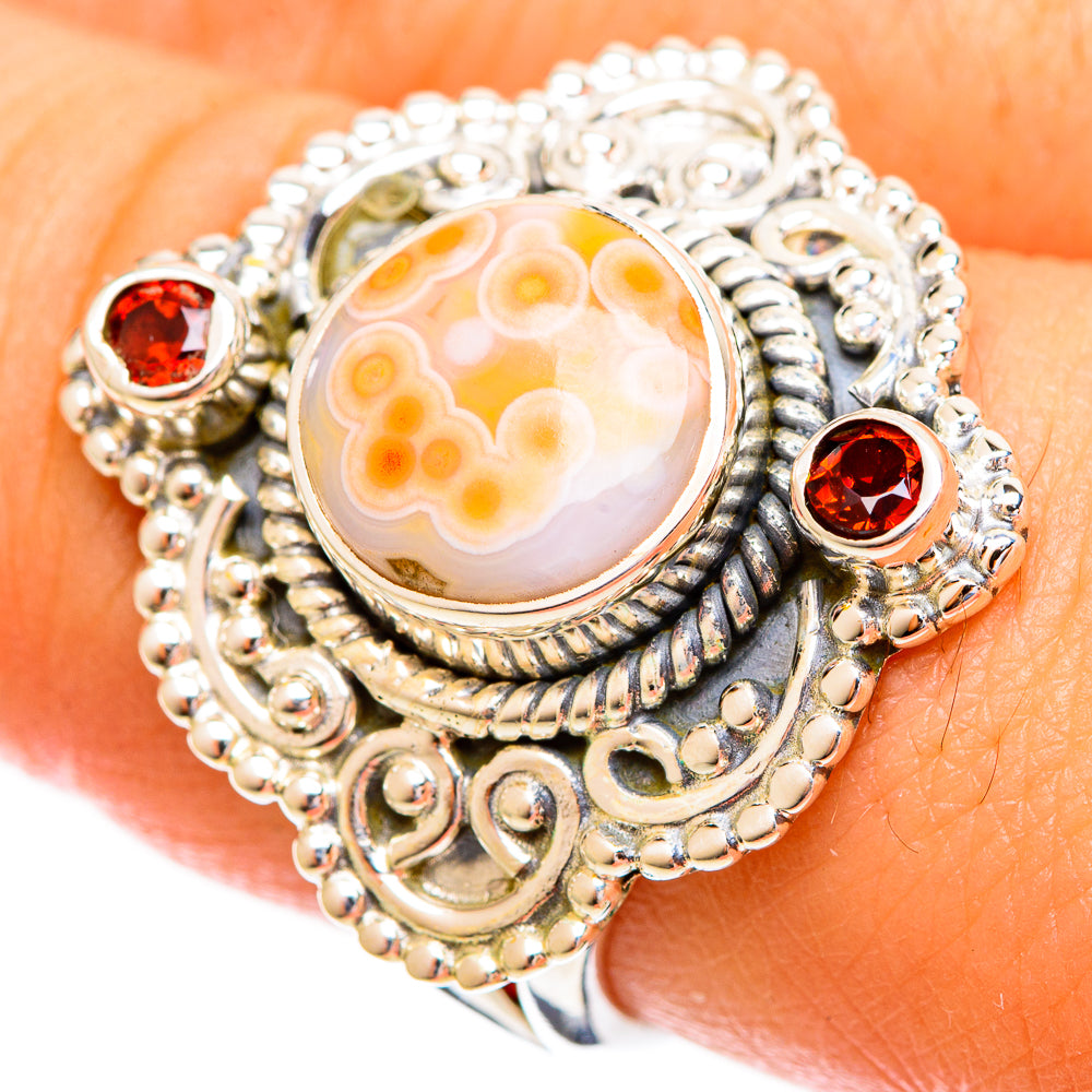 Fire Crab Agate Rings handcrafted by Anasilvercos - RING121735