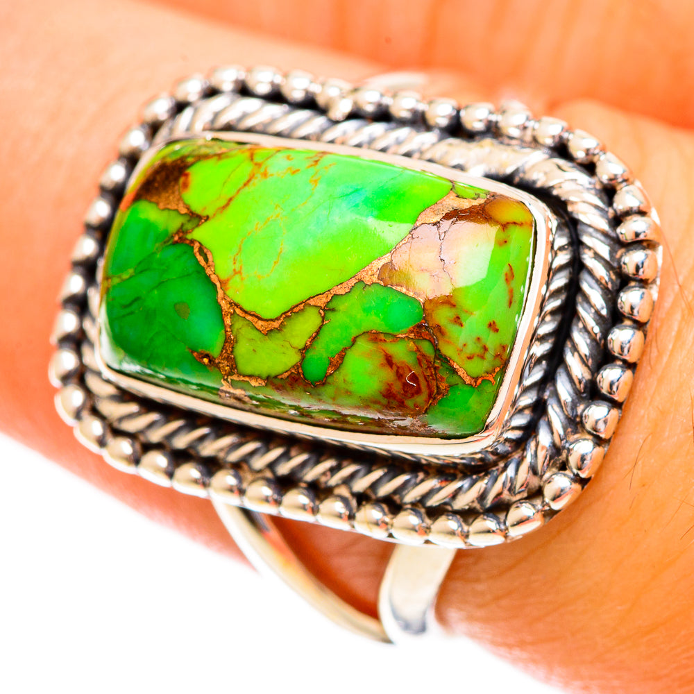 Green Copper Composite Turquoise Rings handcrafted by Anasilvercos - RING121779