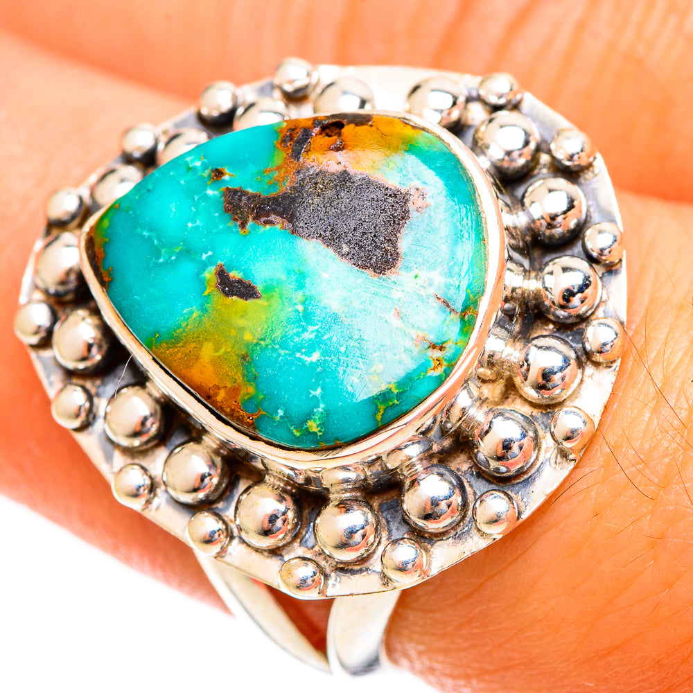 Tibetan Turquoise Rings handcrafted by Anasilvercos - RING121796