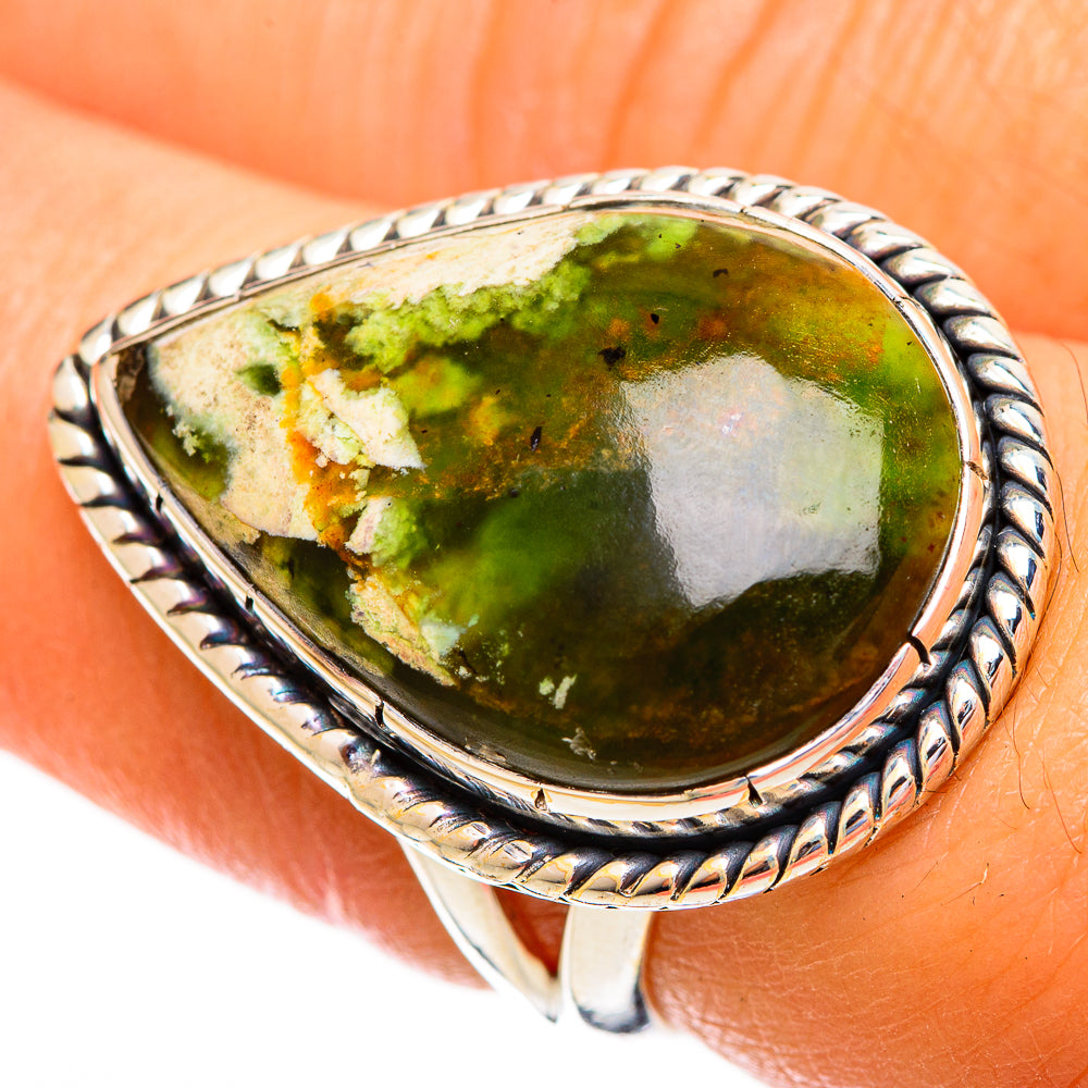 Australian Green Opal Rings handcrafted by Anasilvercos - RING121808