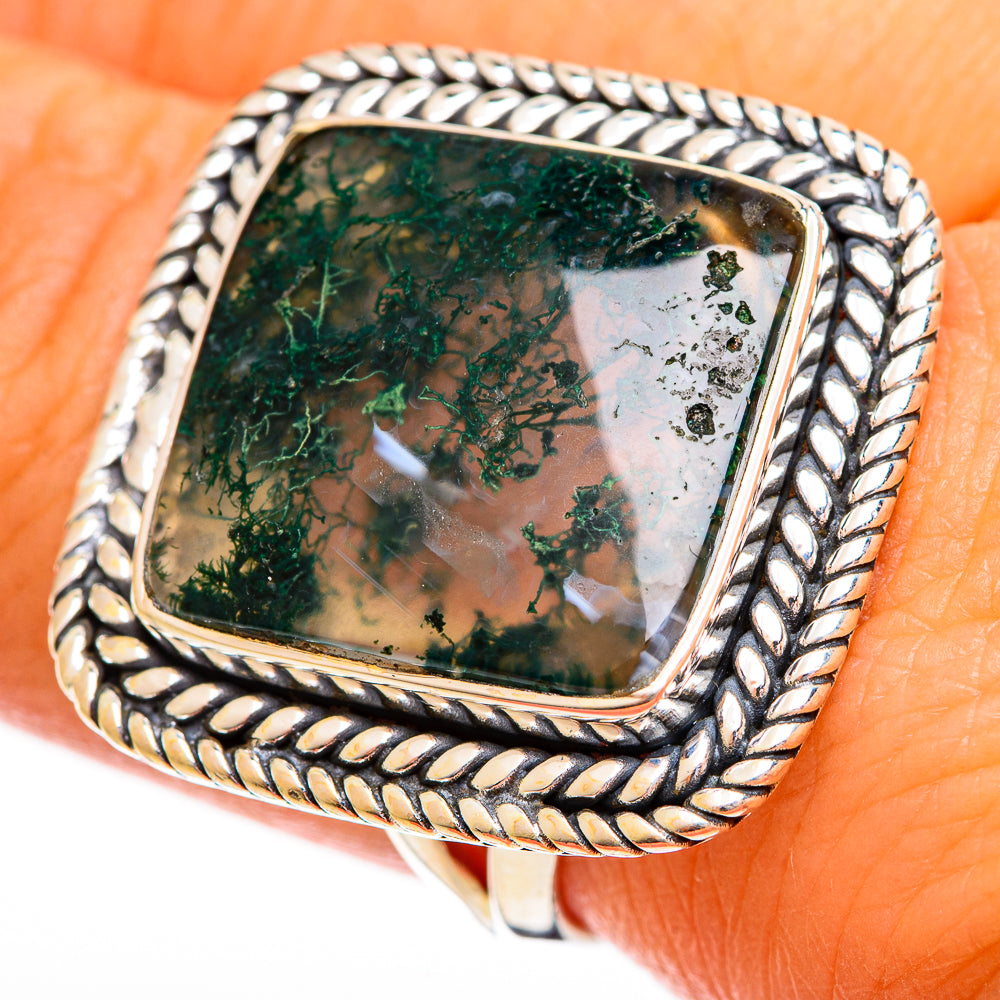 Green Moss Agate Rings handcrafted by Anasilvercos - RING121813