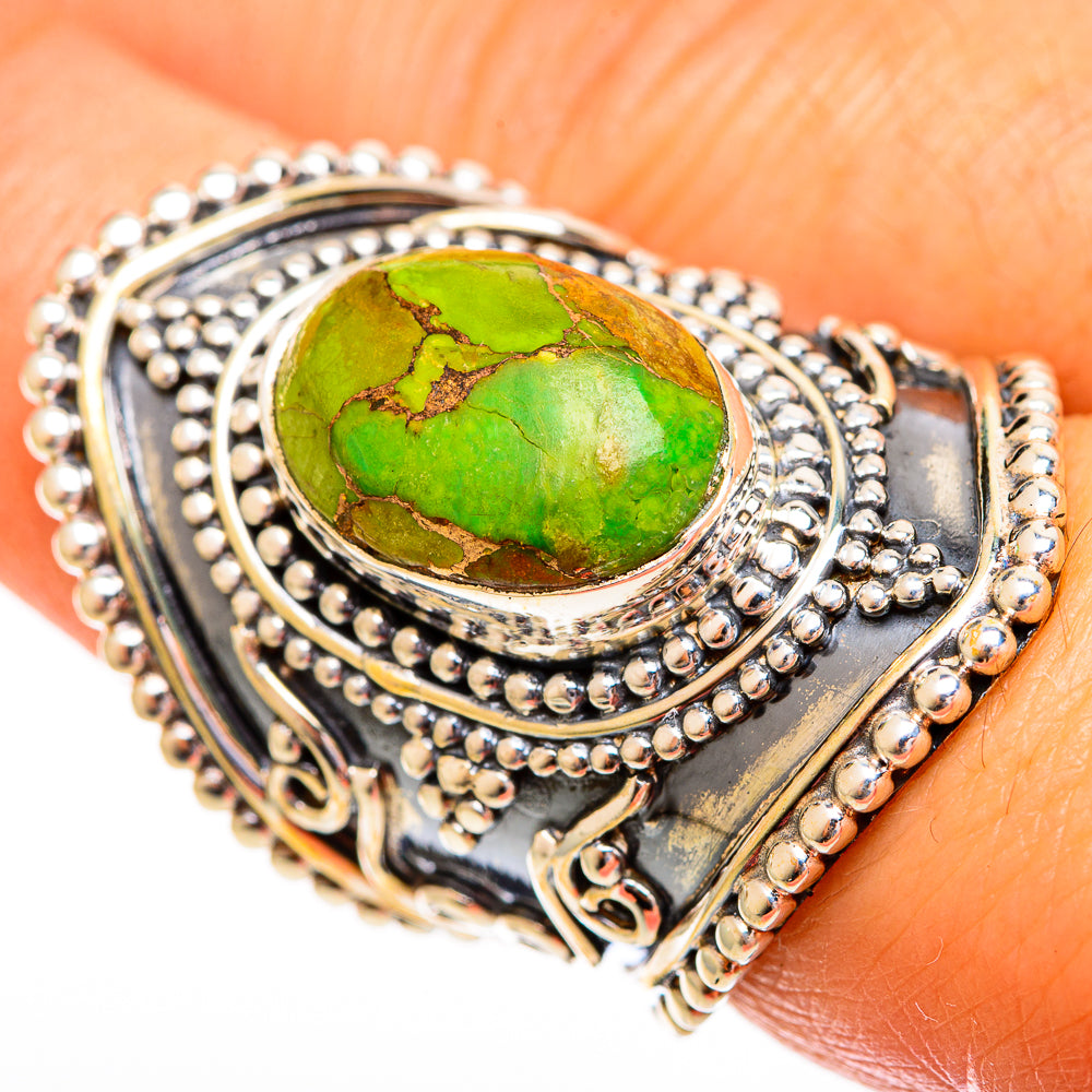 Green Copper Composite Turquoise Rings handcrafted by Anasilvercos - RING121818