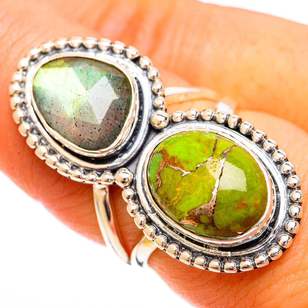 Green Copper Composite Turquoise Rings handcrafted by Anasilvercos - RING121819