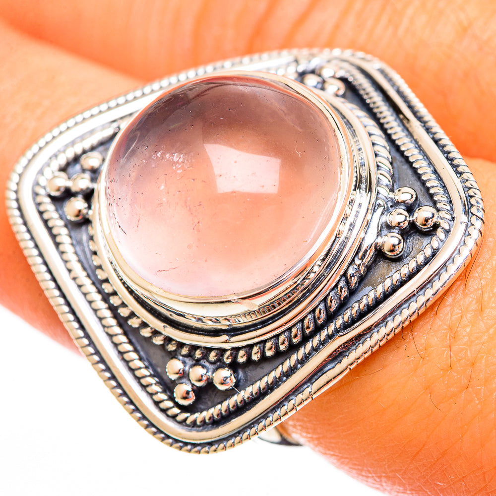 Rose Quartz Rings handcrafted by Anasilvercos - RING121828