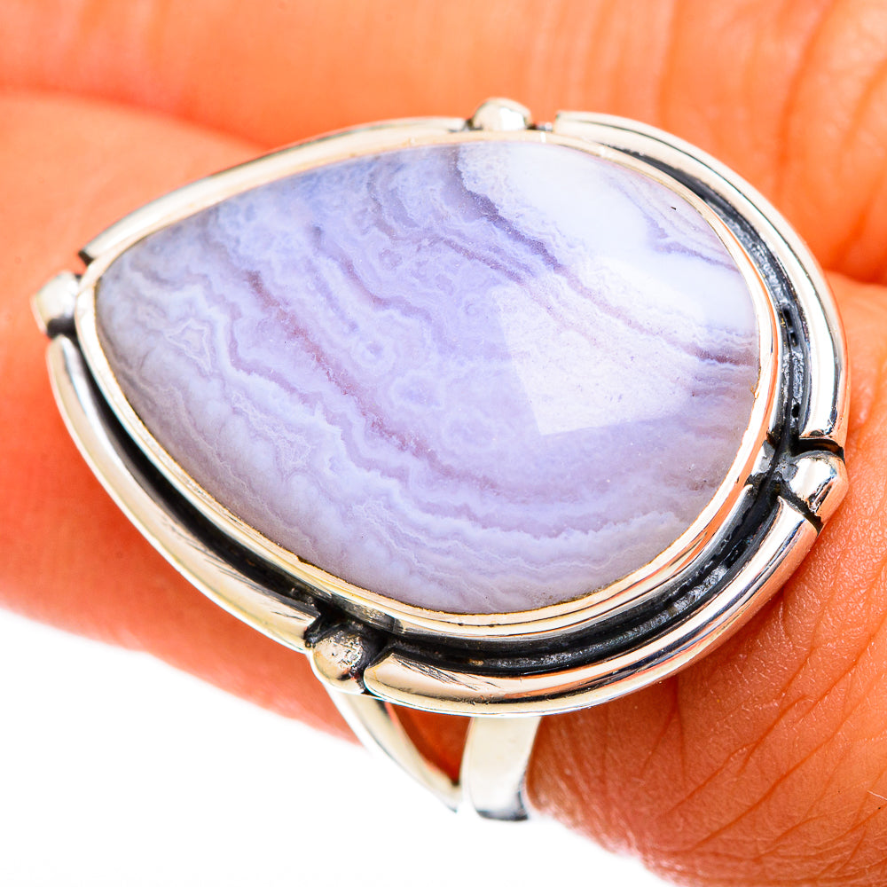 Blue Lace Agate Rings handcrafted by Anasilvercos - RING121839