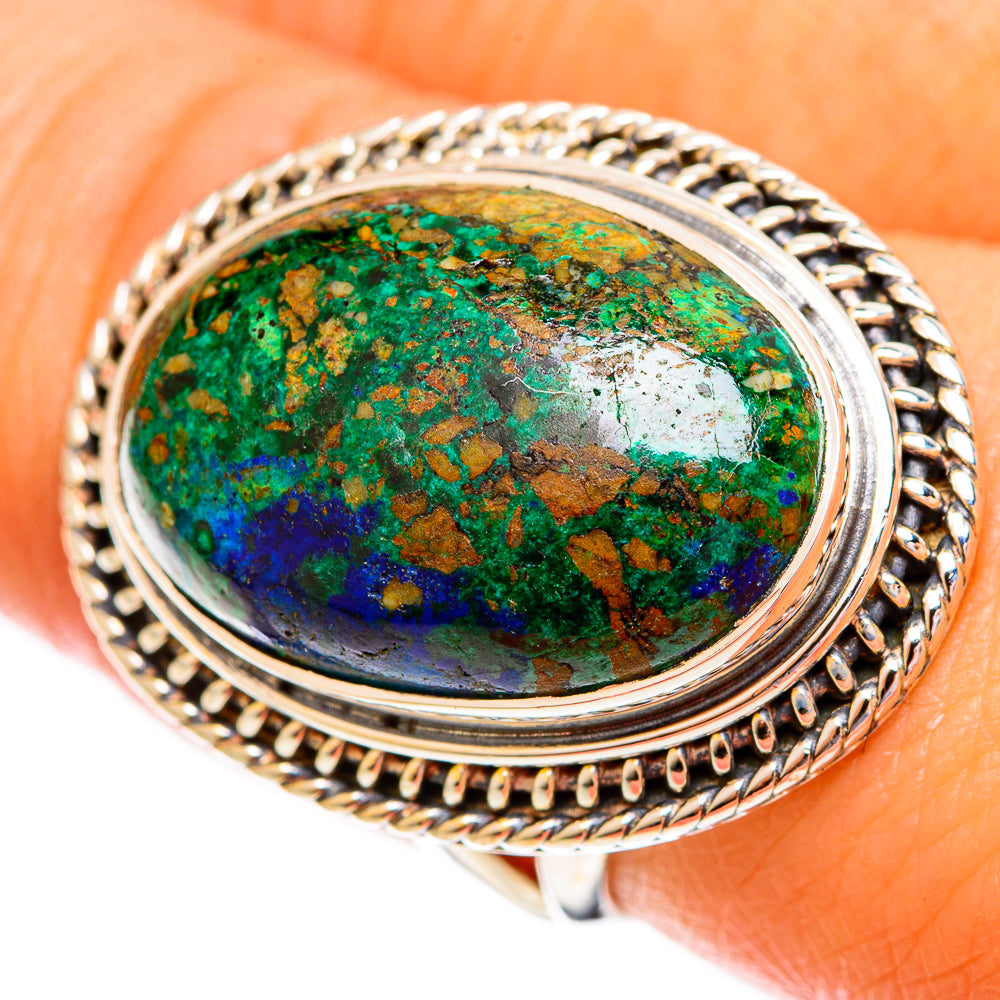 Azurite In Malachite Rings handcrafted by Anasilvercos - RING121841